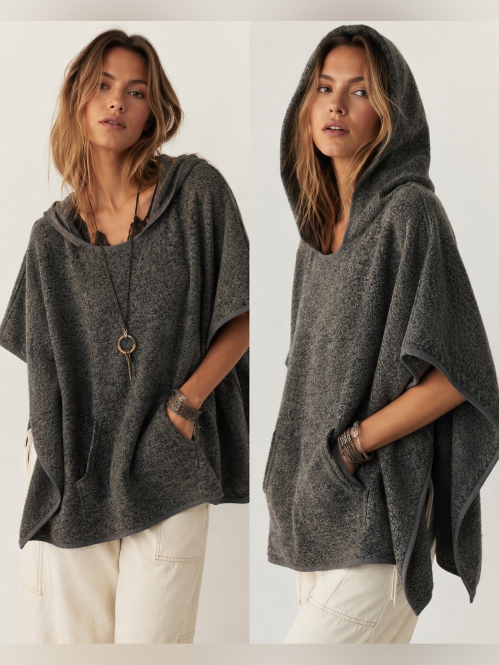 Eddie Bauer Hooded Camp Poncho Sweater Shortsleeve Gorpcore X-Small Oversized